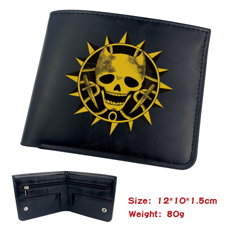 JoJos Bizarre Adventure Anime Black Leather Magnetic Buckle Two Fold Card Holder Wallet 22.5X13.5CM