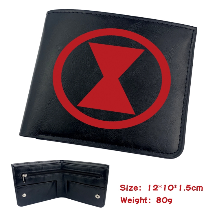 Super hero Anime Black Leather Magnetic Buckle Two Fold Card Holder Wallet 22.5X13.5CM