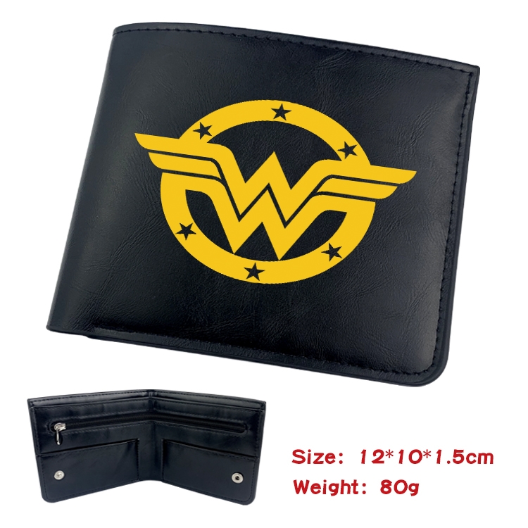 Super hero Anime Black Leather Magnetic Buckle Two Fold Card Holder Wallet 22.5X13.5CM