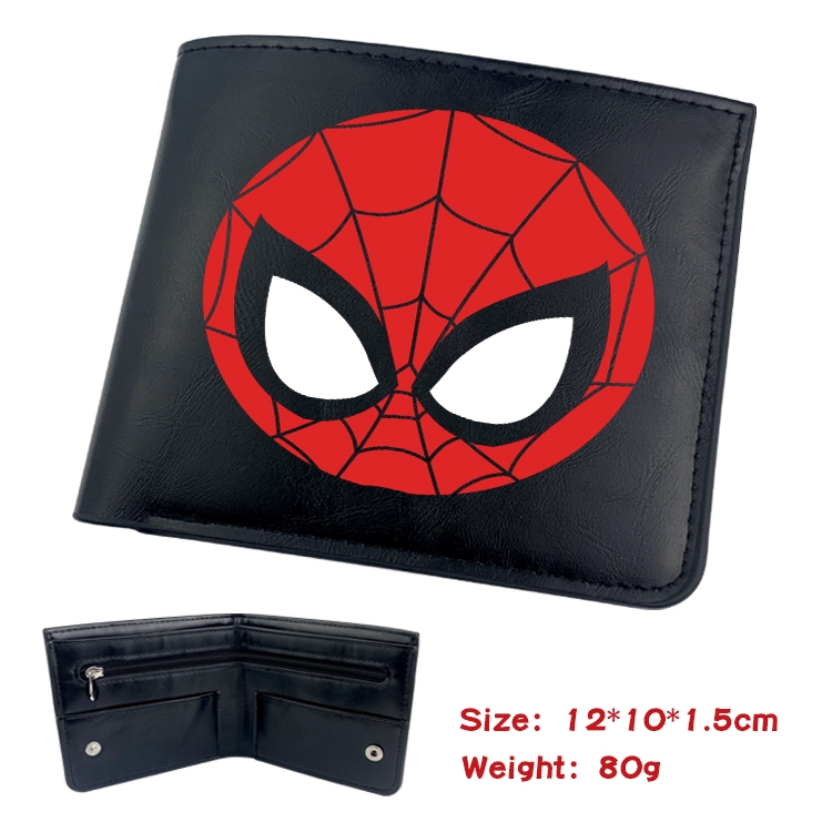Super hero Anime Black Leather Magnetic Buckle Two Fold Card Holder Wallet 22.5X13.5CM