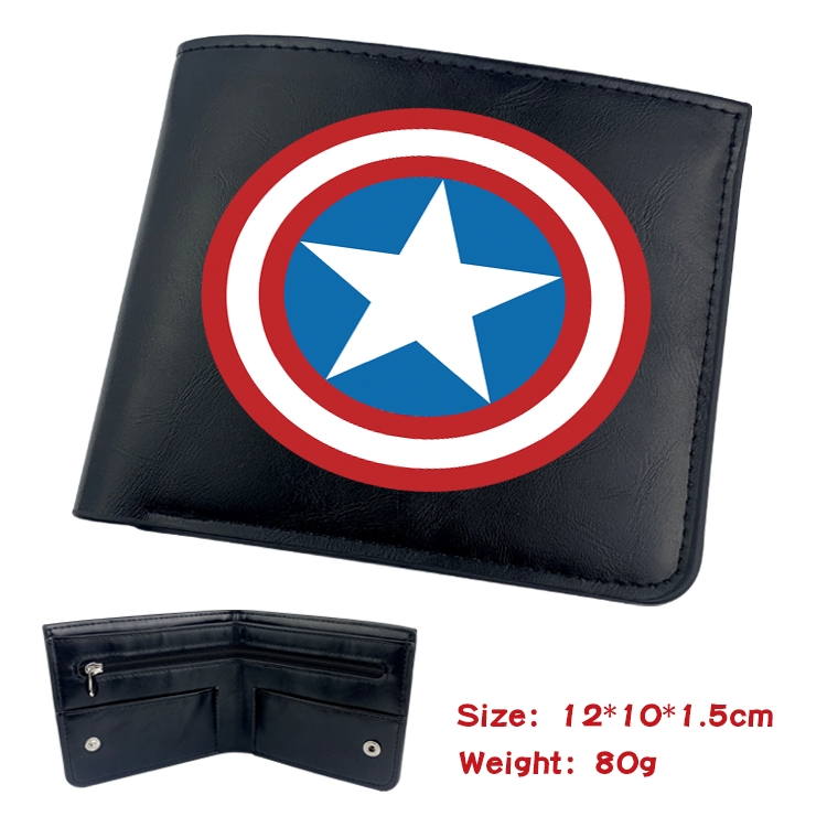 Super hero Anime Black Leather Magnetic Buckle Two Fold Card Holder Wallet 22.5X13.5CM