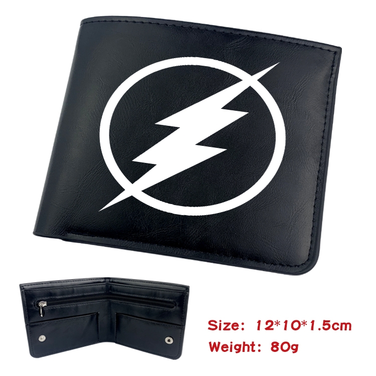 Super hero Anime Black Leather Magnetic Buckle Two Fold Card Holder Wallet 22.5X13.5CM