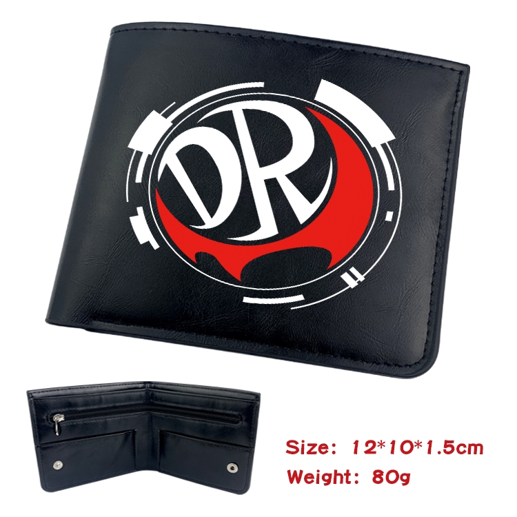 Dangan-Ronpa Anime Black Leather Magnetic Buckle Two Fold Card Holder Wallet 22.5X13.5CM