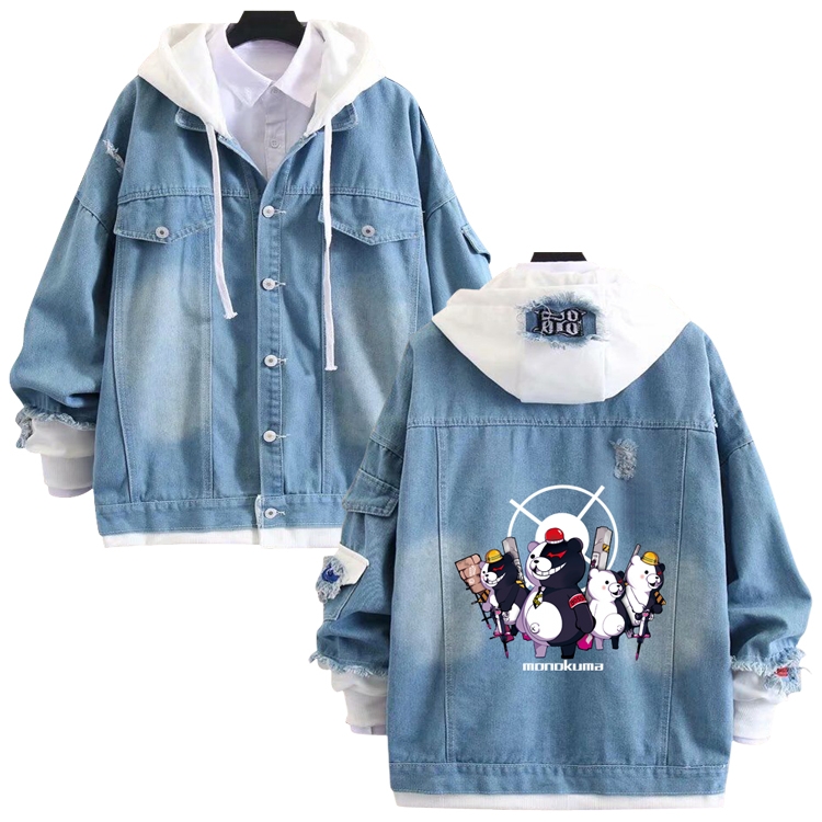 Dangan-Ronpa anime stitching denim jacket top sweater from S to 4XL