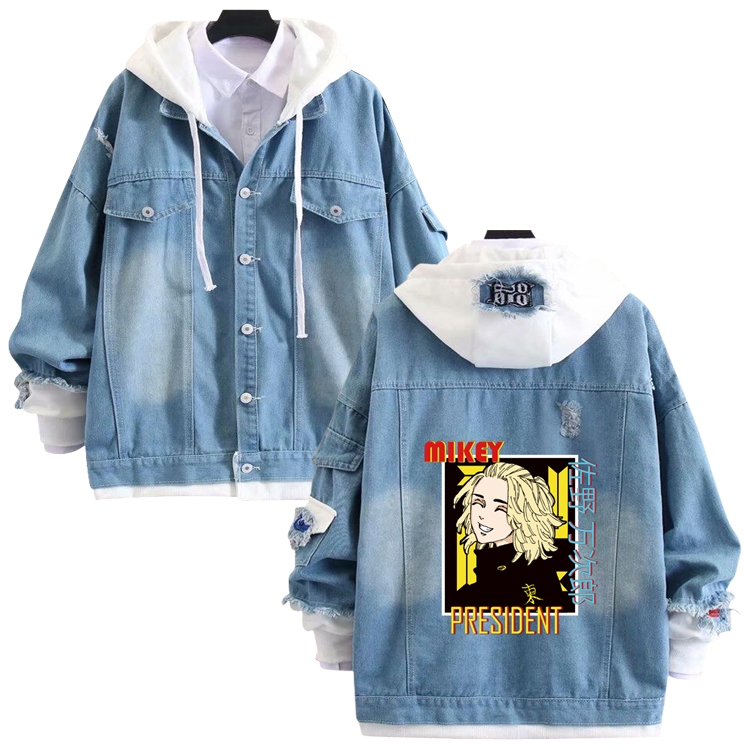 Tokyo Revengers anime stitching denim jacket top sweater from S to 4XL