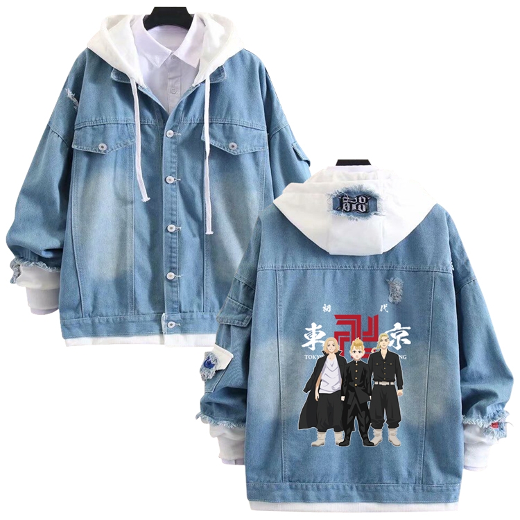 Tokyo Revengers anime stitching denim jacket top sweater from S to 4XL