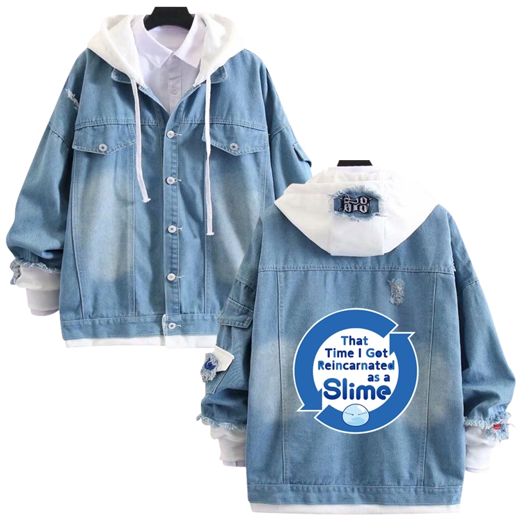That Time I Got Slim anime stitching denim jacket top sweater from S to 4XL