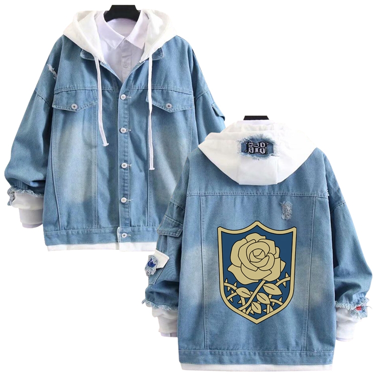 black clover anime stitching denim jacket top sweater from S to 4XL