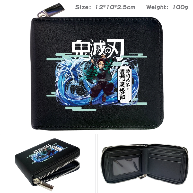 Demon Slayer Kimets Anime Full Color Short All Inclusive Zipper Wallet 10x12x2.5cm