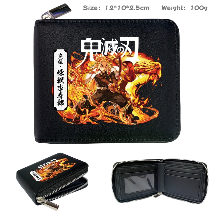 Demon Slayer Kimets Anime Full Color Short All Inclusive Zipper Wallet 10x12x2.5cm