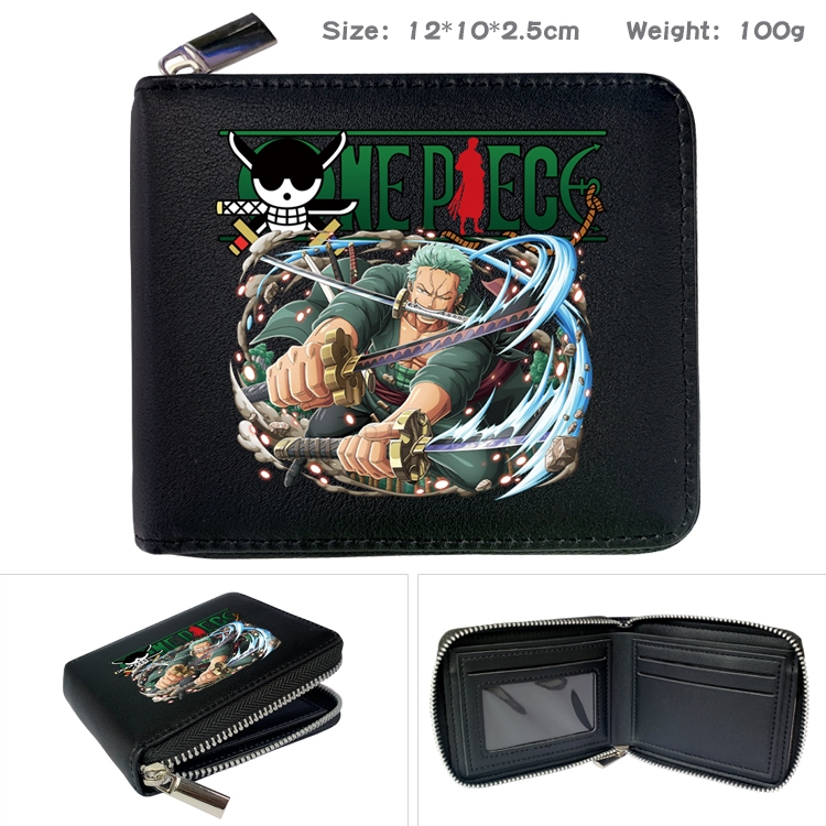 One Piece Anime Full Color Short All Inclusive Zipper Wallet 10x12x2.5cm