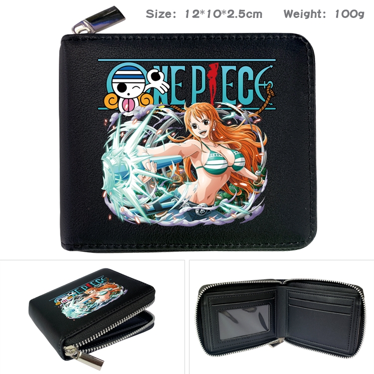 One Piece Anime Full Color Short All Inclusive Zipper Wallet 10x12x2.5cm