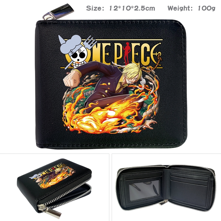 One Piece Anime Full Color Short All Inclusive Zipper Wallet 10x12x2.5cm