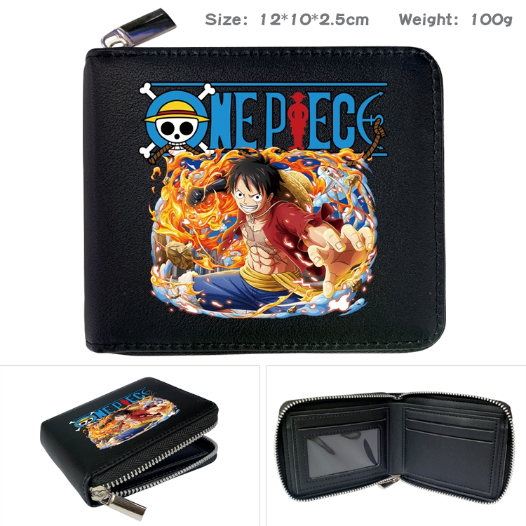 One Piece Anime Full Color Short All Inclusive Zipper Wallet 10x12x2.5cm