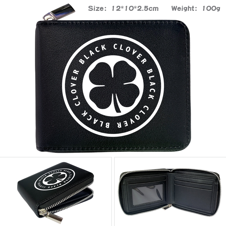 black clover Anime Full Color Short All Inclusive Zipper Wallet 10x12x2.5cm