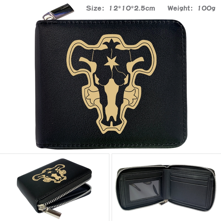 black clover Anime Full Color Short All Inclusive Zipper Wallet 10x12x2.5cm