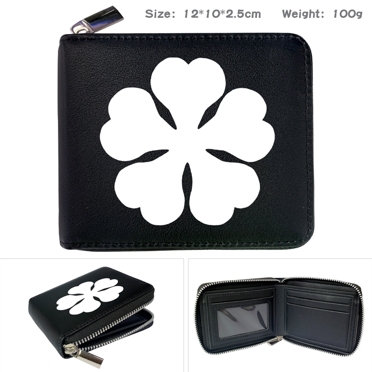 black clover Anime Full Color Short All Inclusive Zipper Wallet 10x12x2.5cm