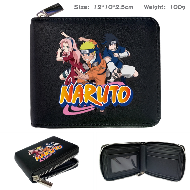 Naruto Anime Full Color Short All Inclusive Zipper Wallet 10x12x2.5cm