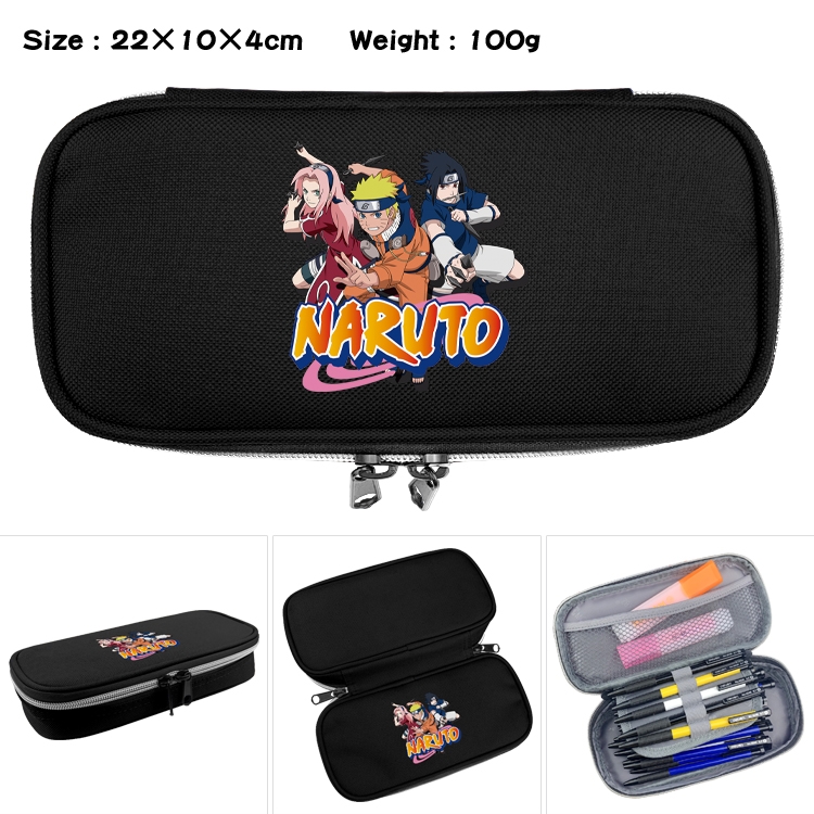 Naruto Waterproof Canvas Zipper Flip Stereo Pencil Case Stationery Box 22x10x4cm