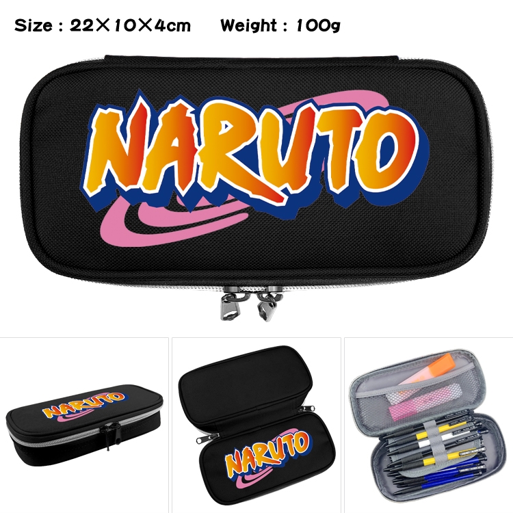 Naruto Waterproof Canvas Zipper Flip Stereo Pencil Case Stationery Box 22x10x4cm