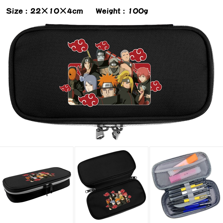 Naruto Waterproof Canvas Zipper Flip Stereo Pencil Case Stationery Box 22x10x4cm