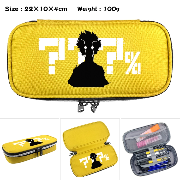 Mob Psycho 100 Anime Waterproof canvas zipper clamshell pencil case pencil case 22x10x4cm