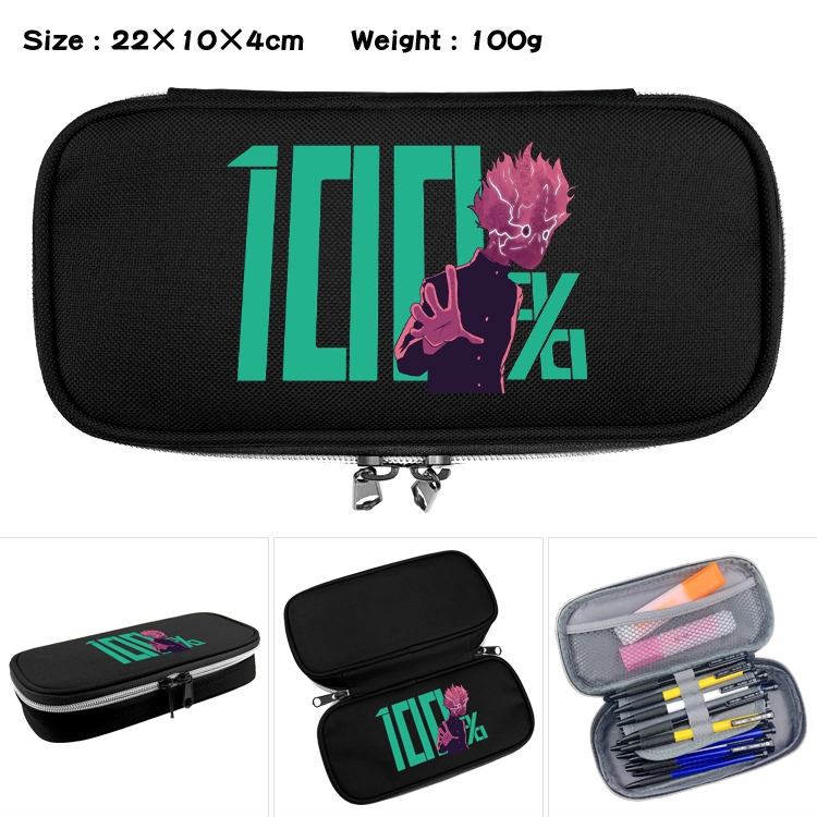 Mob Psycho 100 Anime Waterproof canvas zipper clamshell pencil case pencil case 22x10x4cm