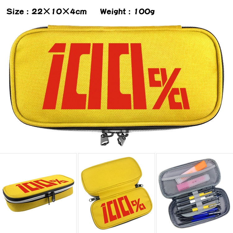 Mob Psycho 100 Anime Waterproof canvas zipper clamshell pencil case pencil case 22x10x4cm