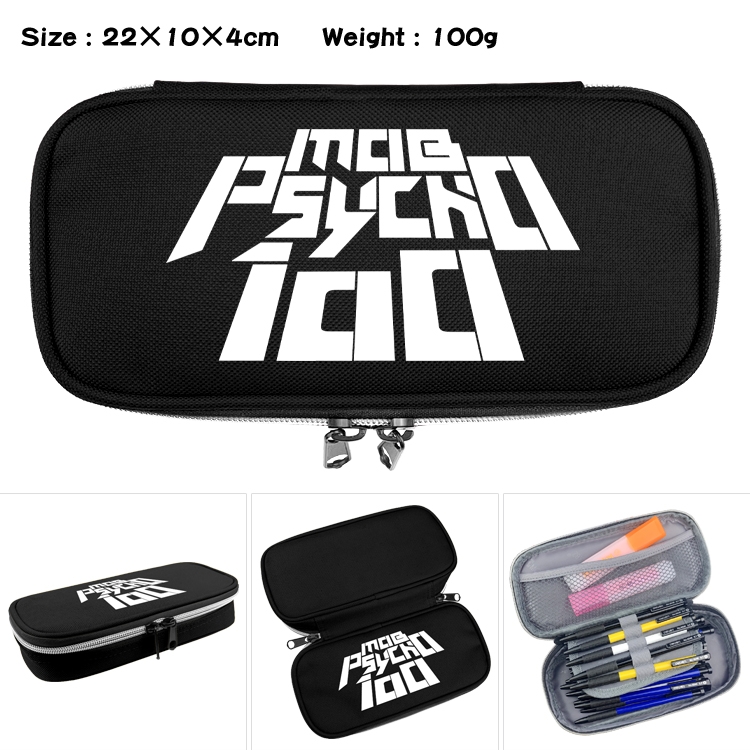 Mob Psycho 100 Anime Waterproof canvas zipper clamshell pencil case pencil case 22x10x4cm