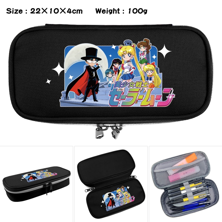 sailormoon Anime Waterproof canvas zipper clamshell pencil case pencil case 22x10x4cm