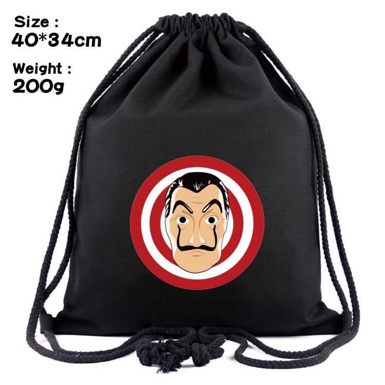 Money Heist Anime Coloring Book Drawstring Backpack 40X34cm 200g