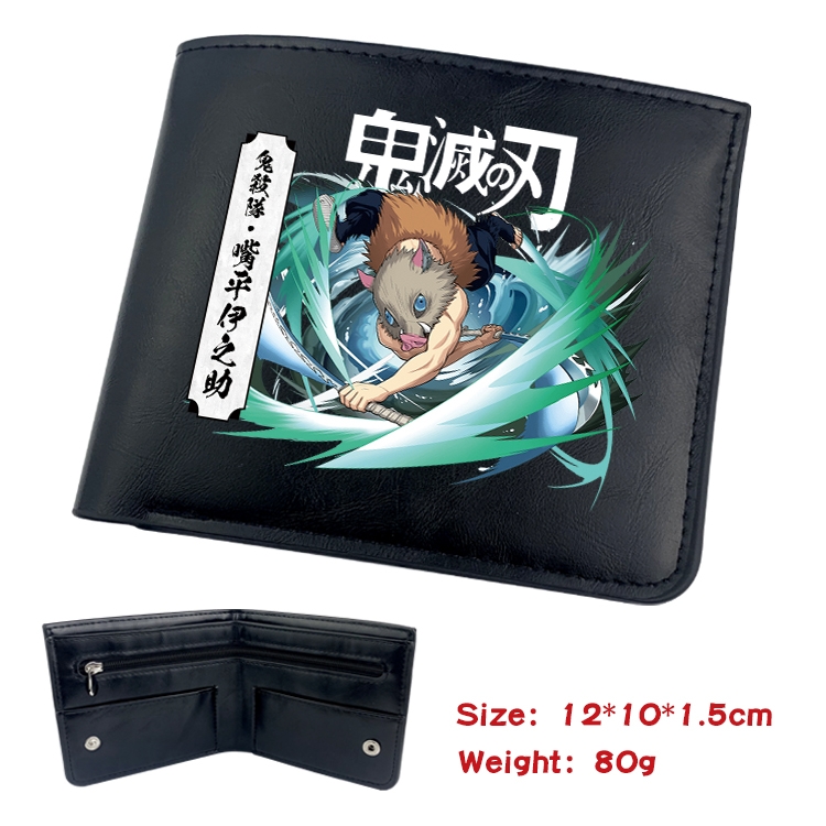 Demon Slayer Kimets Anime Leather Magnetic Buckle Two-fold Card Holder Wallet 22.5X13.5CM