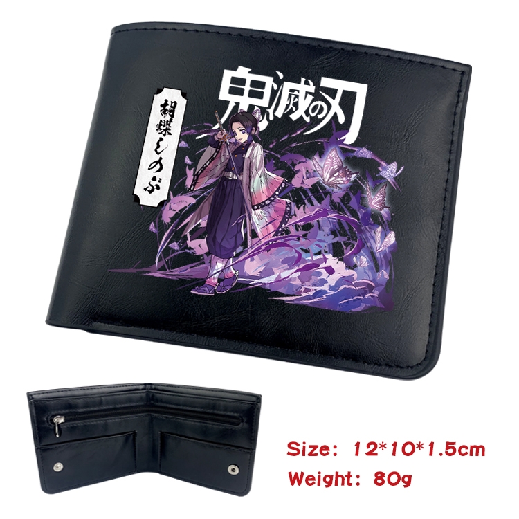 Demon Slayer Kimets Anime Leather Magnetic Buckle Two-fold Card Holder Wallet 22.5X13.5CM