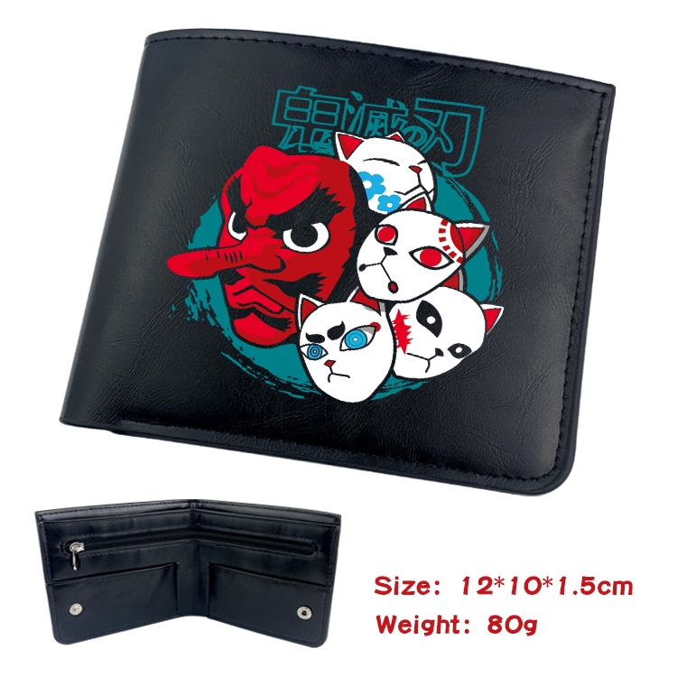 Demon Slayer Kimets Anime Leather Magnetic Buckle Two-fold Card Holder Wallet 22.5X13.5CM