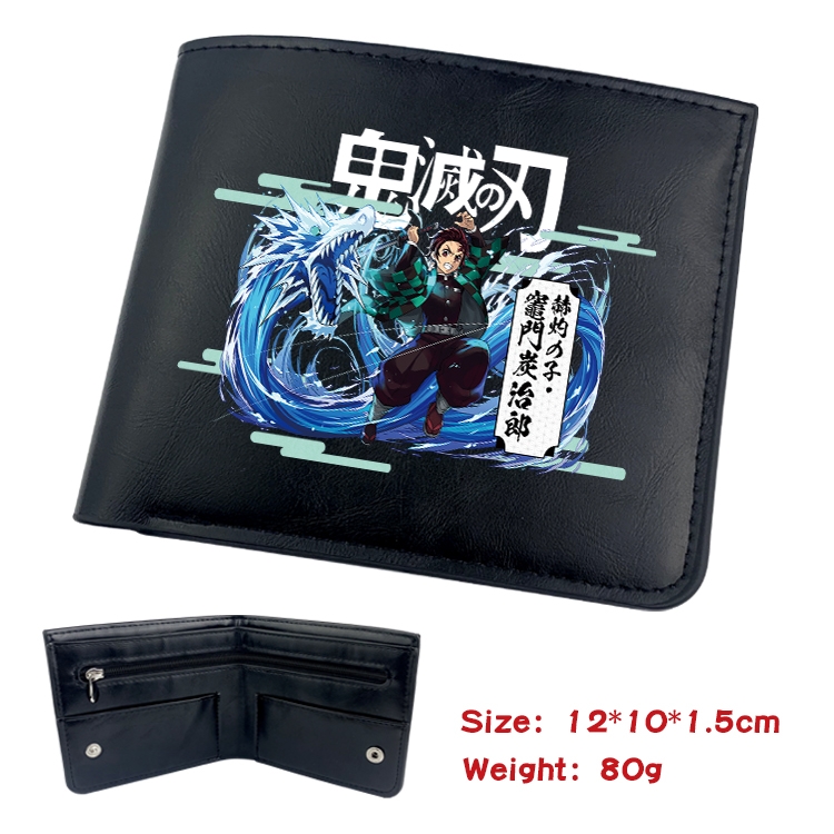 Demon Slayer Kimets Anime Leather Magnetic Buckle Two-fold Card Holder Wallet 22.5X13.5CM