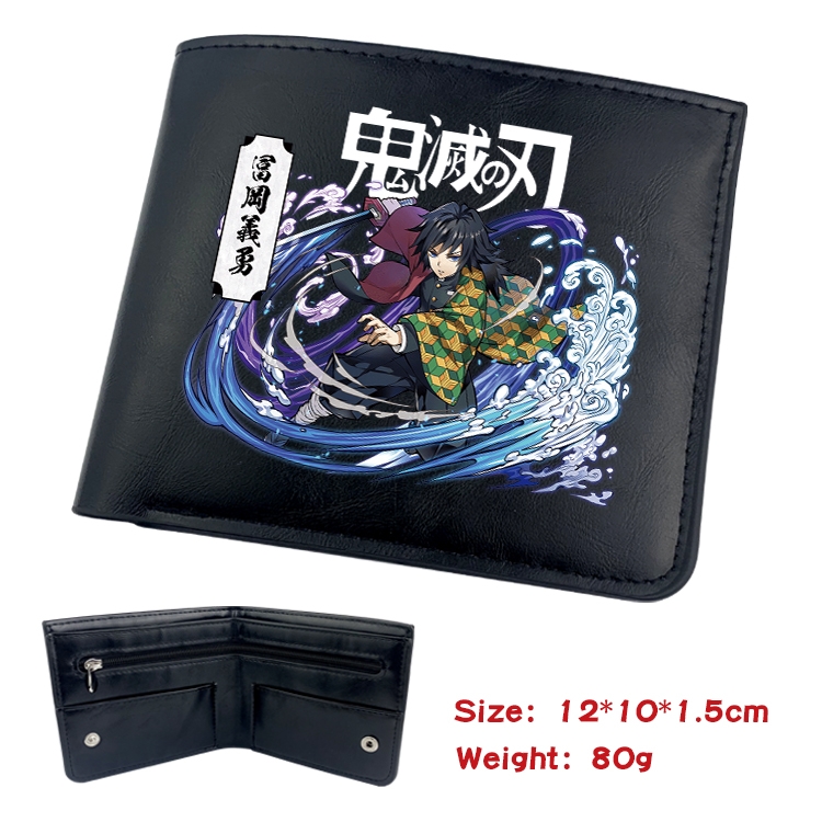 Demon Slayer Kimets Anime Leather Magnetic Buckle Two-fold Card Holder Wallet 22.5X13.5CM