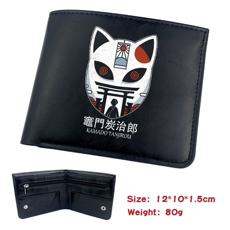 Demon Slayer Kimets Anime Leather Magnetic Buckle Two-fold Card Holder Wallet 22.5X13.5CM