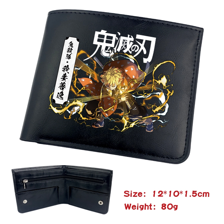 Demon Slayer Kimets Anime Leather Magnetic Buckle Two-fold Card Holder Wallet 22.5X13.5CM