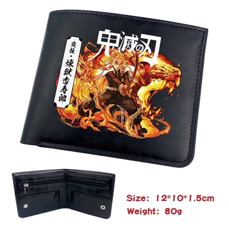 Demon Slayer Kimets Anime Leather Magnetic Buckle Two-fold Card Holder Wallet 22.5X13.5CM