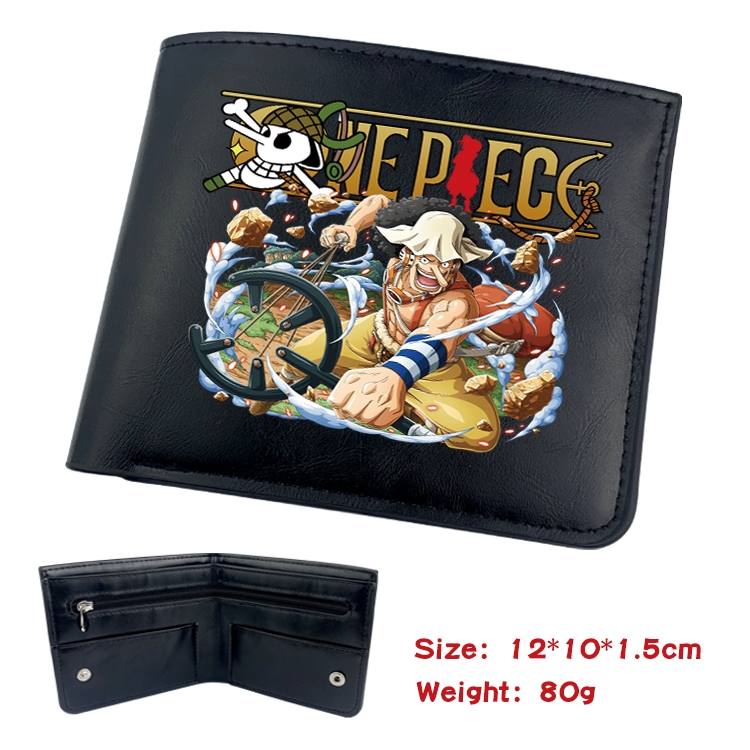 One Piece Anime Black Leather Magnetic Buckle Two Fold Card Holder Wallet 22.5X13.5CM