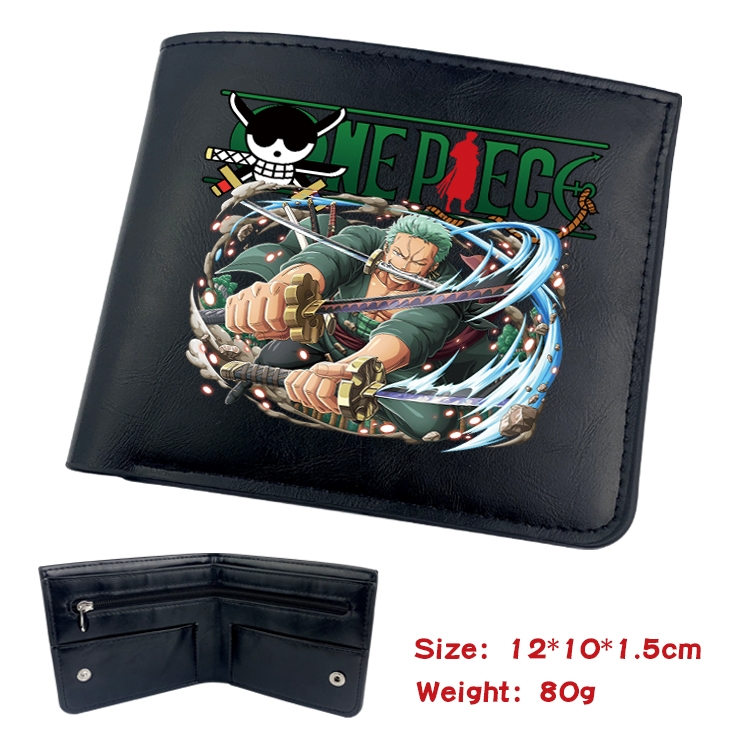 One Piece Anime Black Leather Magnetic Buckle Two Fold Card Holder Wallet 22.5X13.5CM