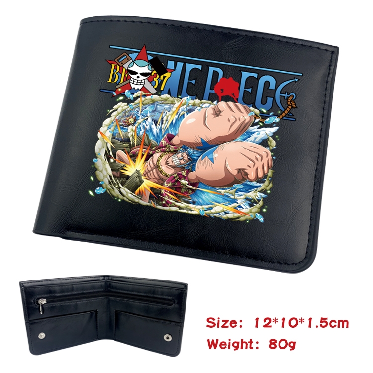 One Piece Anime Black Leather Magnetic Buckle Two Fold Card Holder Wallet 22.5X13.5CM