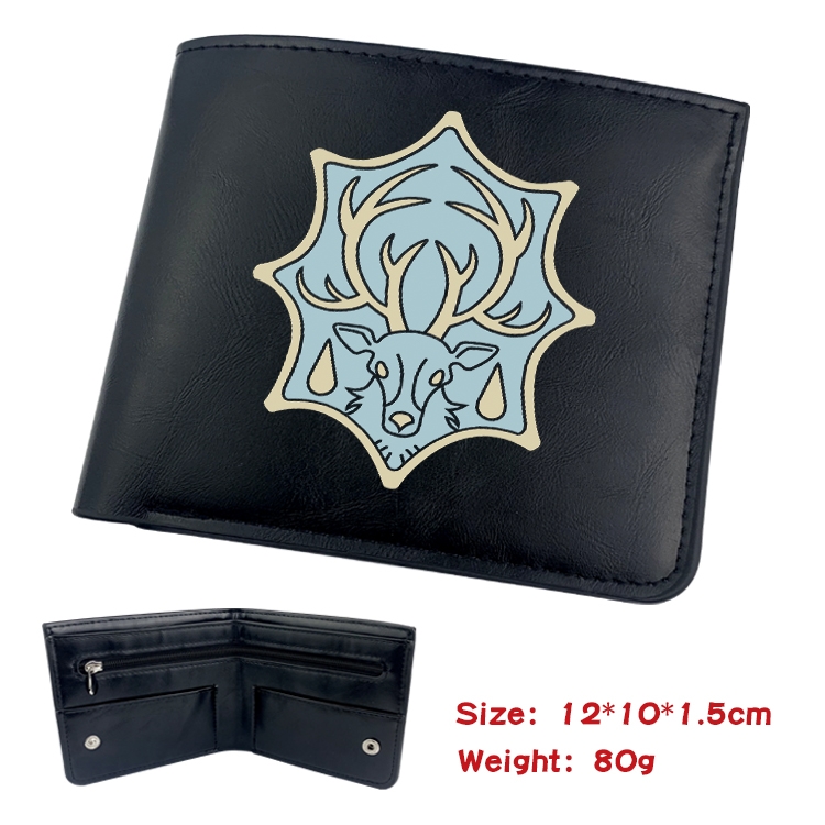 black clover Anime Black Leather Magnetic Buckle Two Fold Card Holder Wallet 22.5X13.5CM