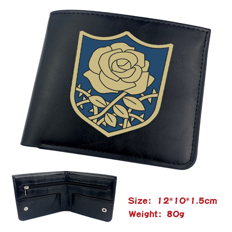 black clover Anime Black Leather Magnetic Buckle Two Fold Card Holder Wallet 22.5X13.5CM