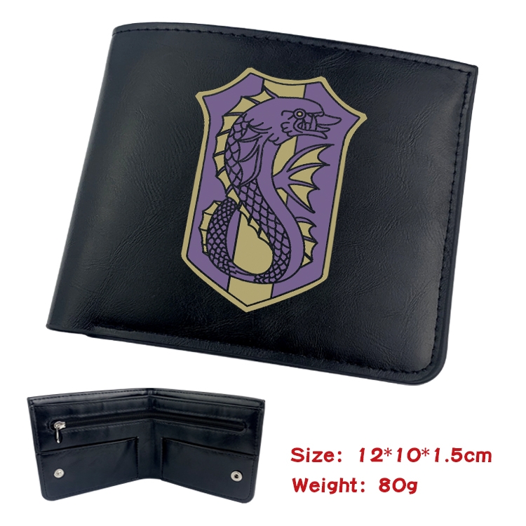 black clover Anime Black Leather Magnetic Buckle Two Fold Card Holder Wallet 22.5X13.5CM