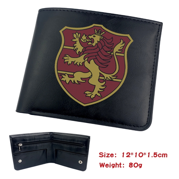 black clover Anime Black Leather Magnetic Buckle Two Fold Card Holder Wallet 22.5X13.5CM