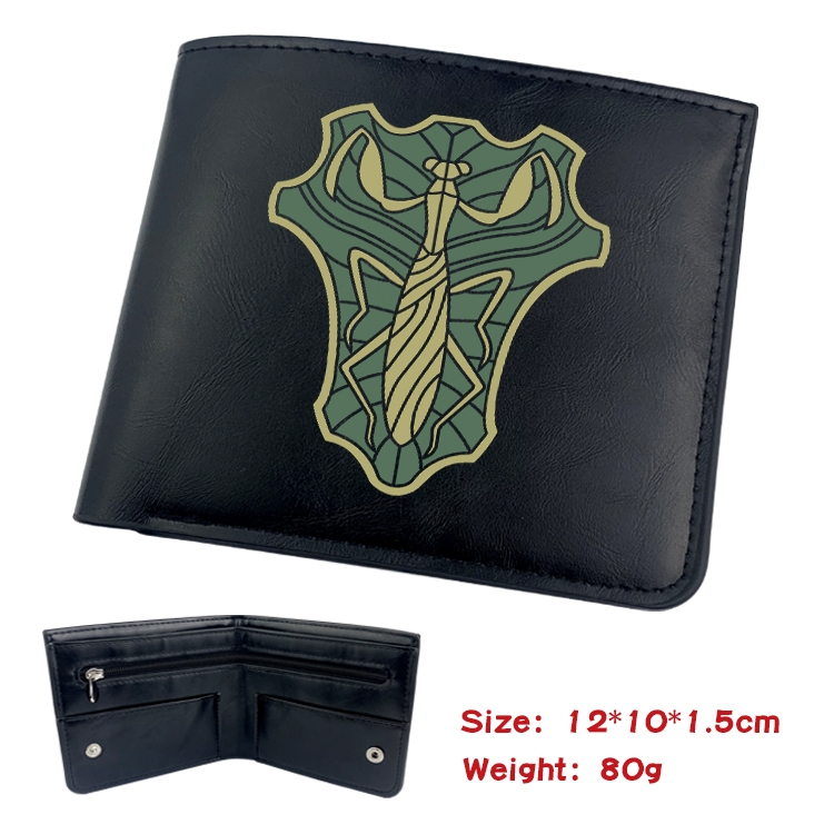 black clover Anime Black Leather Magnetic Buckle Two Fold Card Holder Wallet 22.5X13.5CM