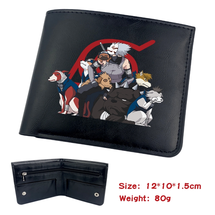 Naruto Anime Black Leather Magnetic Buckle Two Fold Card Holder Wallet 22.5X13.5CM