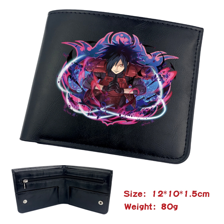 Naruto Anime Black Leather Magnetic Buckle Two Fold Card Holder Wallet 22.5X13.5CM