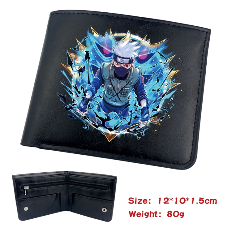 Naruto Anime Black Leather Magnetic Buckle Two Fold Card Holder Wallet 22.5X13.5CM